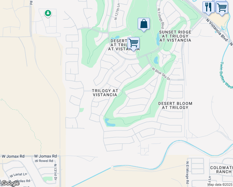 map of restaurants, bars, coffee shops, grocery stores, and more near 27535 North Makena Place in Peoria