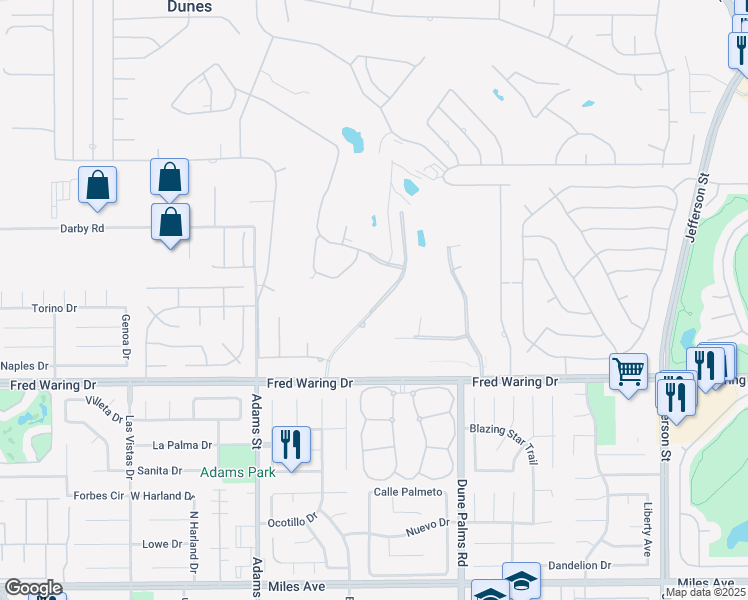 map of restaurants, bars, coffee shops, grocery stores, and more near 43681 Chapelton Drive in Bermuda Dunes