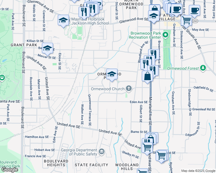 map of restaurants, bars, coffee shops, grocery stores, and more near 817 Essie Avenue Southeast in Atlanta