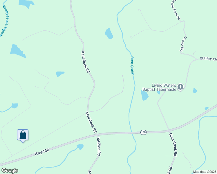 map of restaurants, bars, coffee shops, grocery stores, and more near 100 Kent Rock Road in Loganville