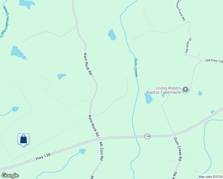 map of restaurants, bars, coffee shops, grocery stores, and more near 100 Kent Rock Road in Loganville