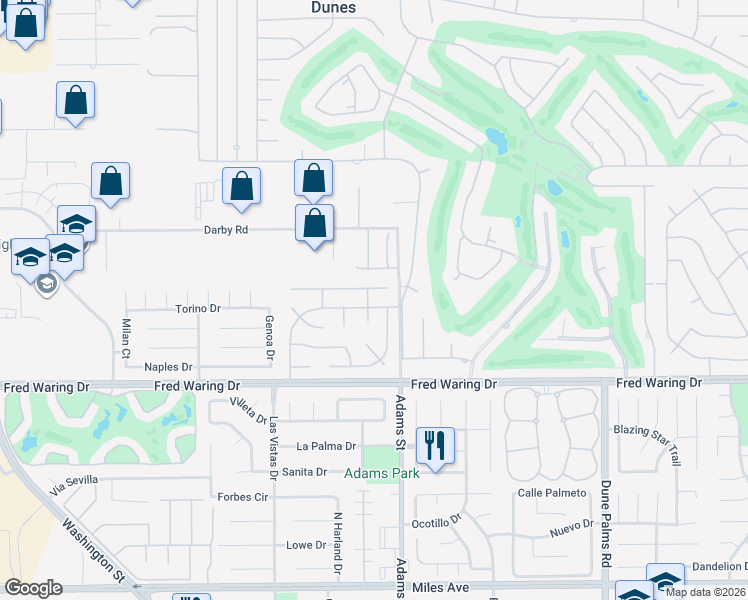 map of restaurants, bars, coffee shops, grocery stores, and more near 78950 Galaxy Drive in La Quinta