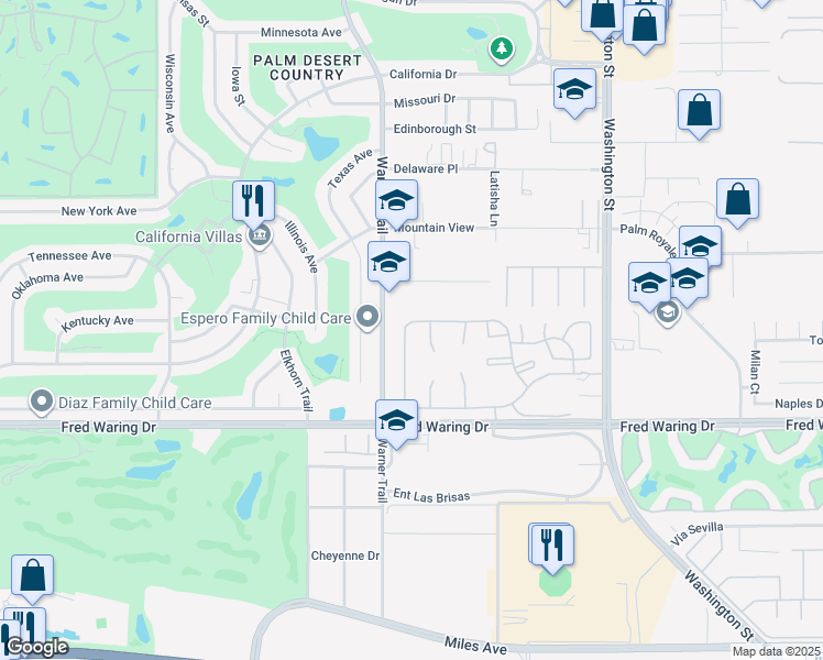 map of restaurants, bars, coffee shops, grocery stores, and more near 43560 Cll Las Brisas North in Palm Desert