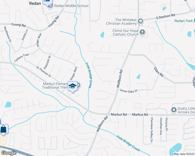map of restaurants, bars, coffee shops, grocery stores, and more near 5890 Bobbin Lane in Lithonia