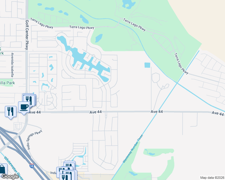 map of restaurants, bars, coffee shops, grocery stores, and more near 43650 Sentiero Drive in Indio