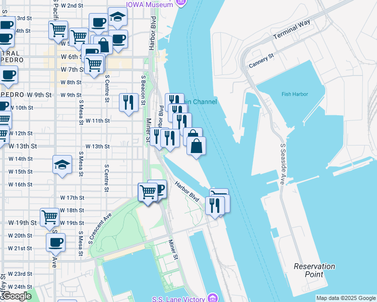 map of restaurants, bars, coffee shops, grocery stores, and more near in Los Angeles
