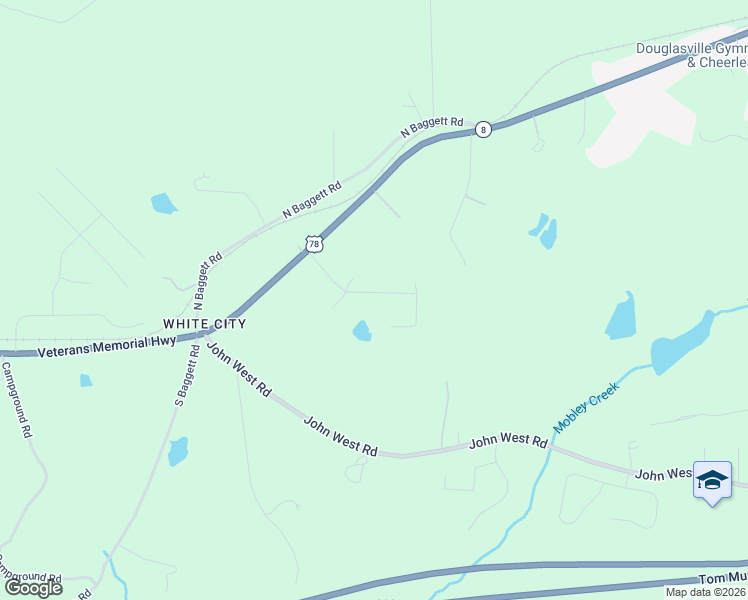 map of restaurants, bars, coffee shops, grocery stores, and more near 2595 Hamrick Road in Douglasville