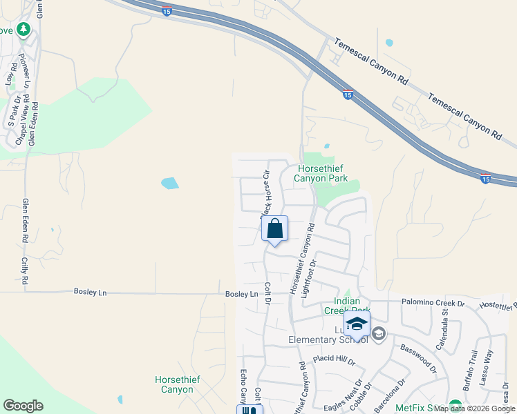map of restaurants, bars, coffee shops, grocery stores, and more near 13090 Red Corral Drive in Corona