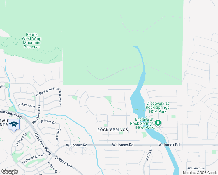 map of restaurants, bars, coffee shops, grocery stores, and more near 7998 West Fetlock Trail in Peoria