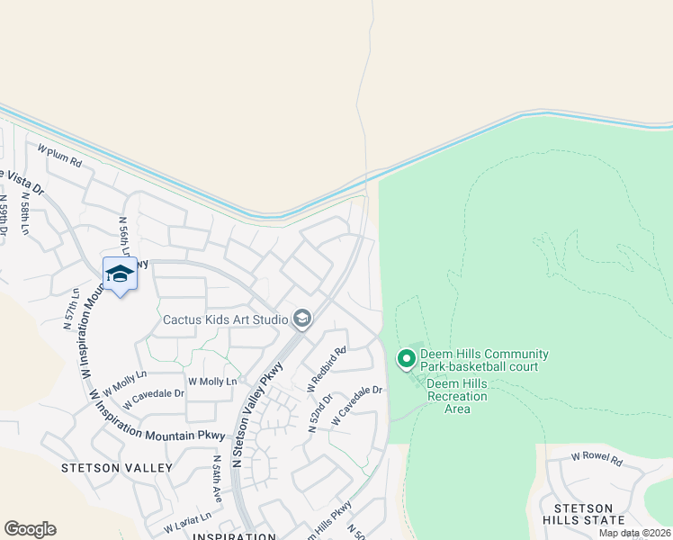 map of restaurants, bars, coffee shops, grocery stores, and more near 27307 North 52nd Lane in Phoenix