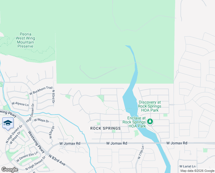 map of restaurants, bars, coffee shops, grocery stores, and more near 7932 West Fetlock Trail in Peoria