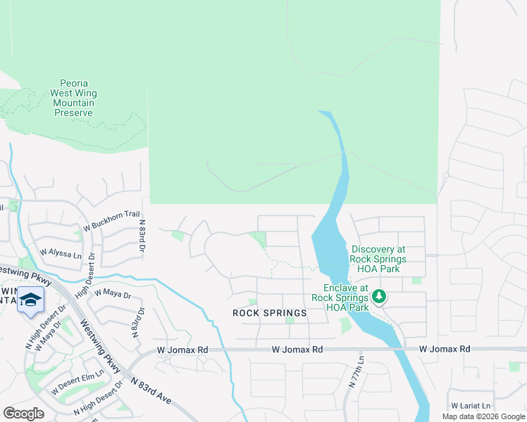 map of restaurants, bars, coffee shops, grocery stores, and more near 7998 West Fetlock Trail in Peoria
