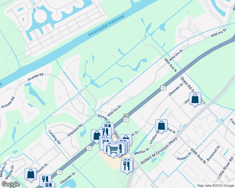 map of restaurants, bars, coffee shops, grocery stores, and more near 4661 Magnolia Street in Myrtle Beach