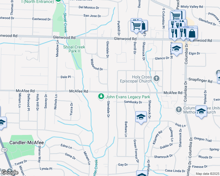 map of restaurants, bars, coffee shops, grocery stores, and more near 1996 Glendale Drive in Decatur