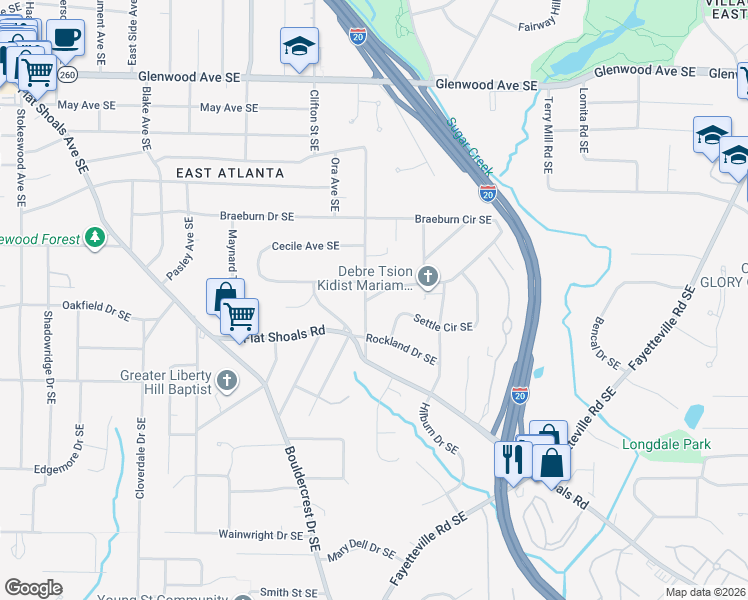map of restaurants, bars, coffee shops, grocery stores, and more near 815 Clifton Road Southeast in Atlanta