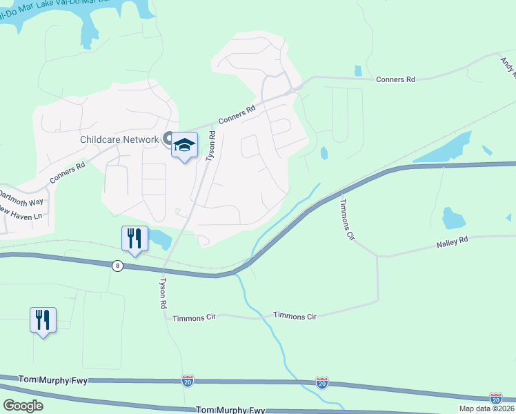 map of restaurants, bars, coffee shops, grocery stores, and more near 2002 Tiffany Court in Villa Rica
