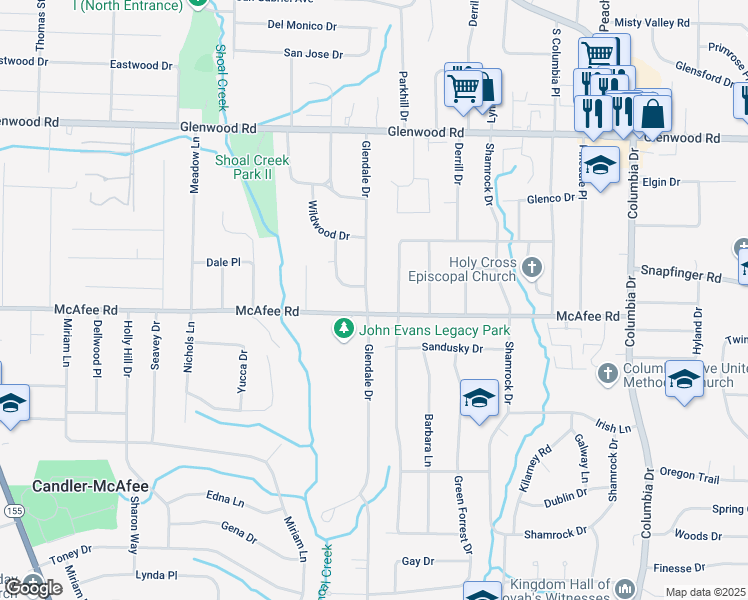 map of restaurants, bars, coffee shops, grocery stores, and more near 1996 Glendale Drive in Decatur