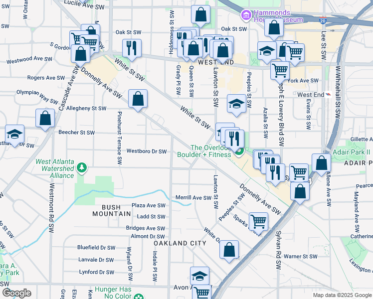 map of restaurants, bars, coffee shops, grocery stores, and more near 1158 Donnelly Avenue Southwest in Atlanta