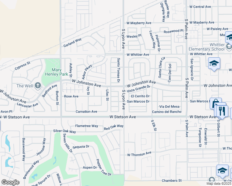 map of restaurants, bars, coffee shops, grocery stores, and more near 1735 San Leandro Drive in Hemet