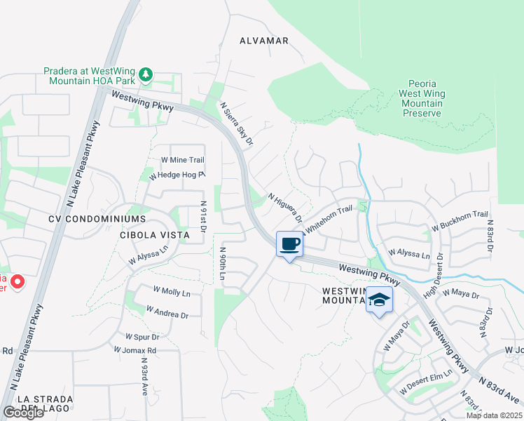 map of restaurants, bars, coffee shops, grocery stores, and more near 27324 North 89th Avenue in Peoria