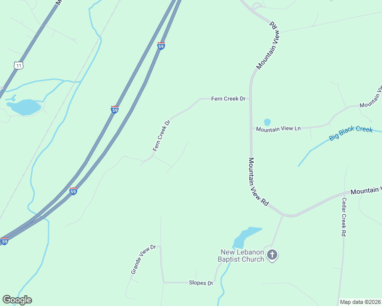 map of restaurants, bars, coffee shops, grocery stores, and more near 122 Fern Creek Circle in Springville