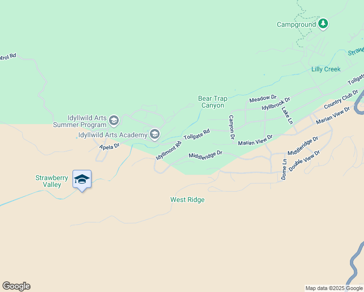 map of restaurants, bars, coffee shops, grocery stores, and more near 52805 Idyllmont Road in Idyllwild-Pine Cove