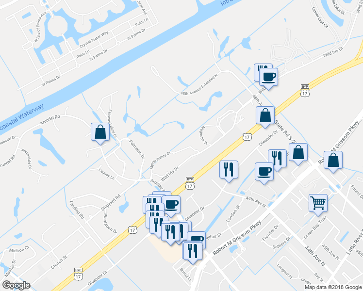 map of restaurants, bars, coffee shops, grocery stores, and more near 4661 Magnolia Street in Myrtle Beach