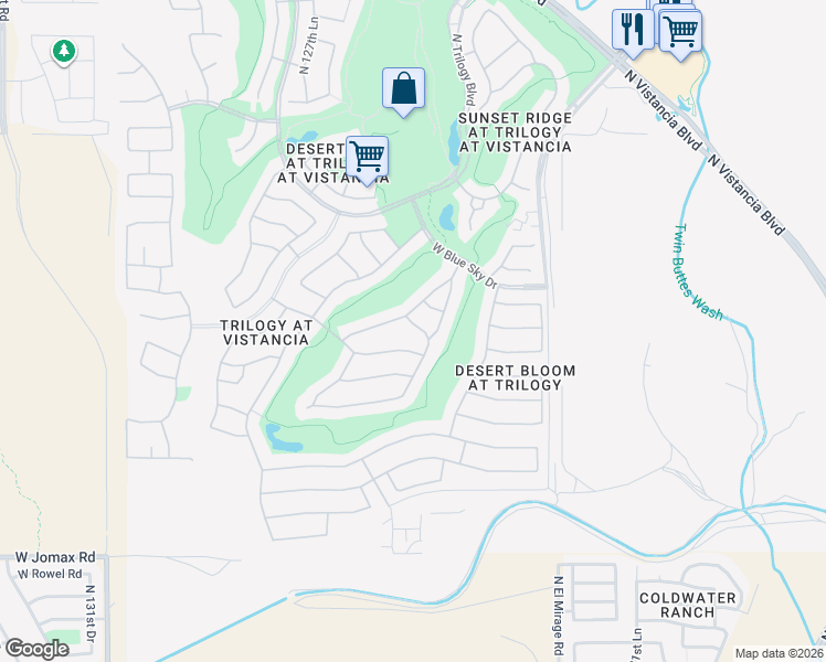 map of restaurants, bars, coffee shops, grocery stores, and more near 12669 West Bent Tree Drive in Peoria
