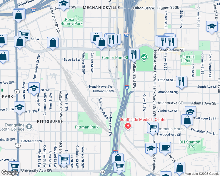 map of restaurants, bars, coffee shops, grocery stores, and more near 200 Hendrix Avenue Southwest in Atlanta