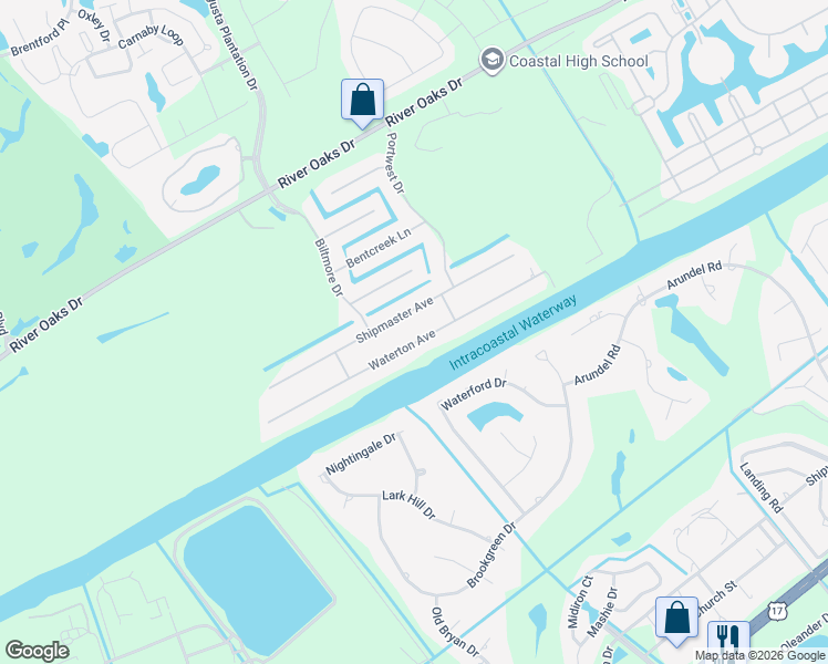 map of restaurants, bars, coffee shops, grocery stores, and more near 869 Waterton Avenue in Myrtle Beach