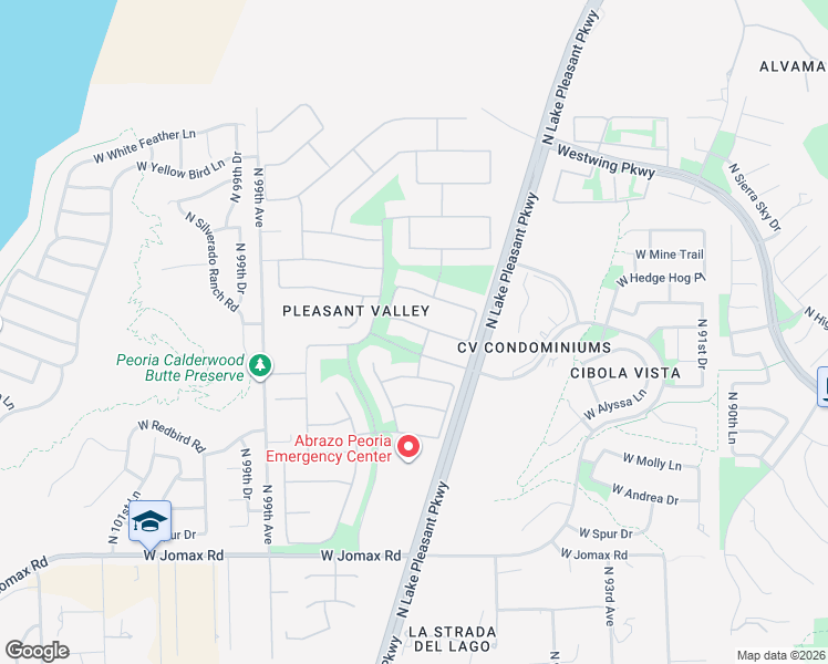 map of restaurants, bars, coffee shops, grocery stores, and more near 9641 West Pinnacle Vista Drive in Peoria