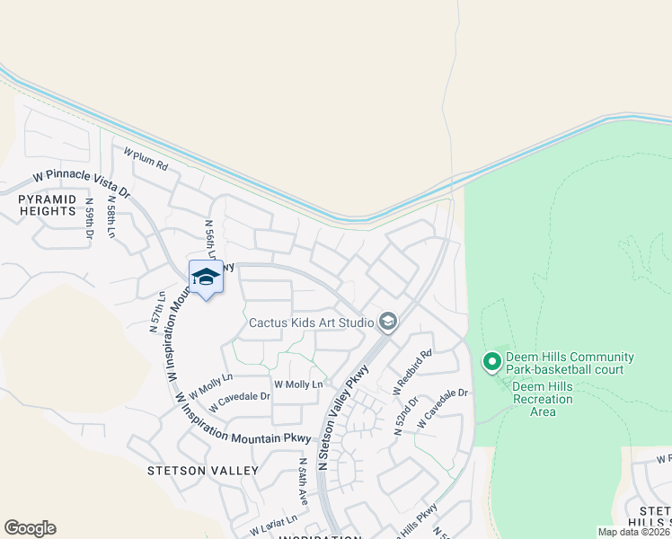 map of restaurants, bars, coffee shops, grocery stores, and more near 5412 West Fetlock Trail in Phoenix