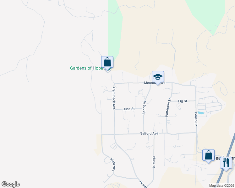 map of restaurants, bars, coffee shops, grocery stores, and more near 26696 Hammack Avenue in Perris
