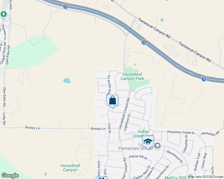 map of restaurants, bars, coffee shops, grocery stores, and more near 26650 Black Horse Circle in Corona