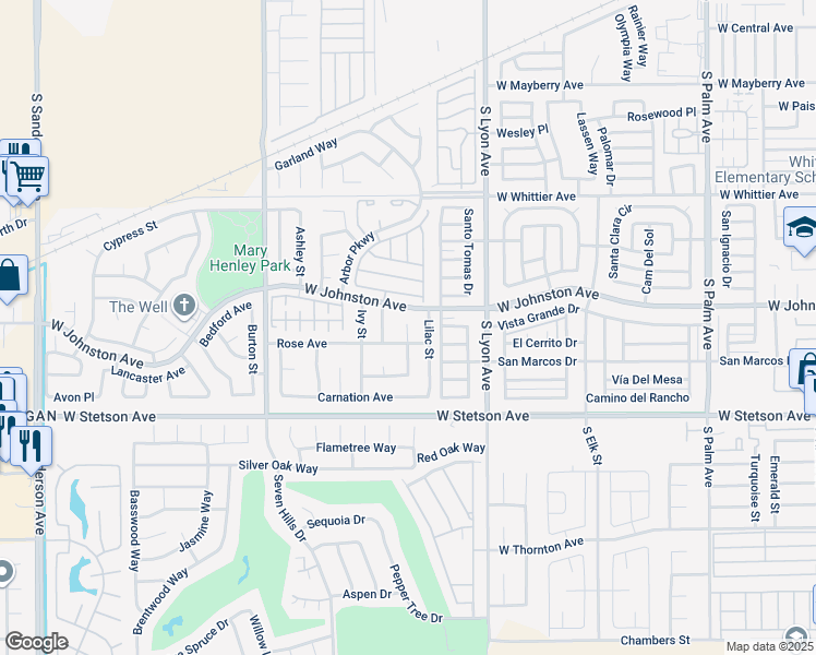 map of restaurants, bars, coffee shops, grocery stores, and more near 1064 Dahlia Court in Hemet