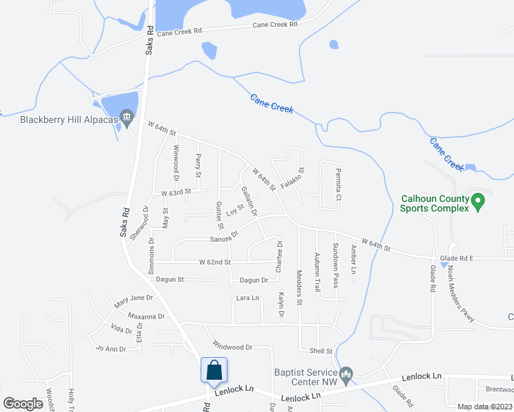 map of restaurants, bars, coffee shops, grocery stores, and more near 6235 Gallatin Drive in Anniston