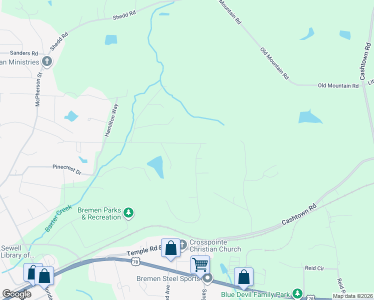 map of restaurants, bars, coffee shops, grocery stores, and more near 914 Cherokee Drive in Bremen