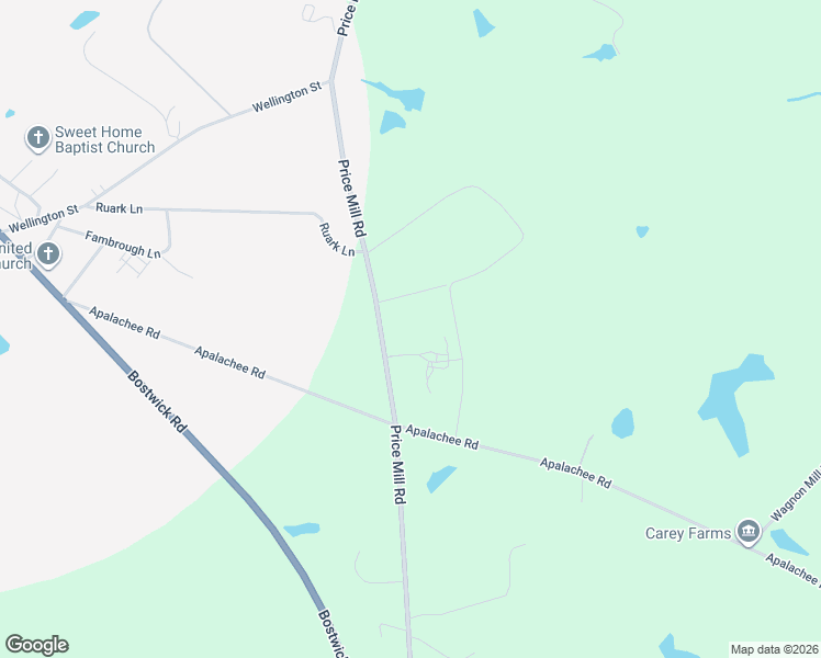 map of restaurants, bars, coffee shops, grocery stores, and more near 1545 Price Mill Road in Bishop