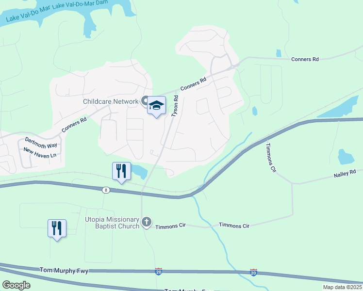 map of restaurants, bars, coffee shops, grocery stores, and more near 1011 Balsam Wood Trail in Villa Rica