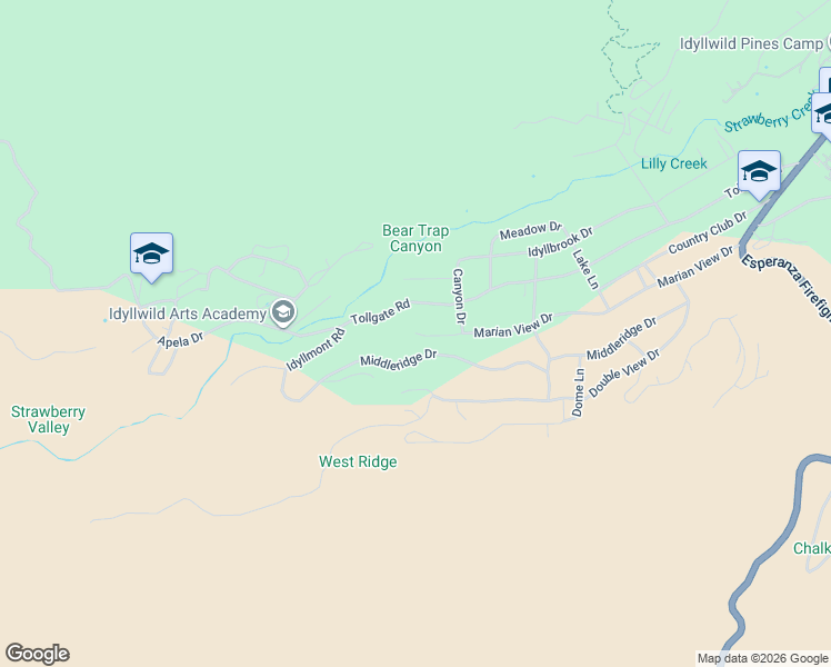 map of restaurants, bars, coffee shops, grocery stores, and more near 53085 Marian View Drive in Idyllwild-Pine Cove