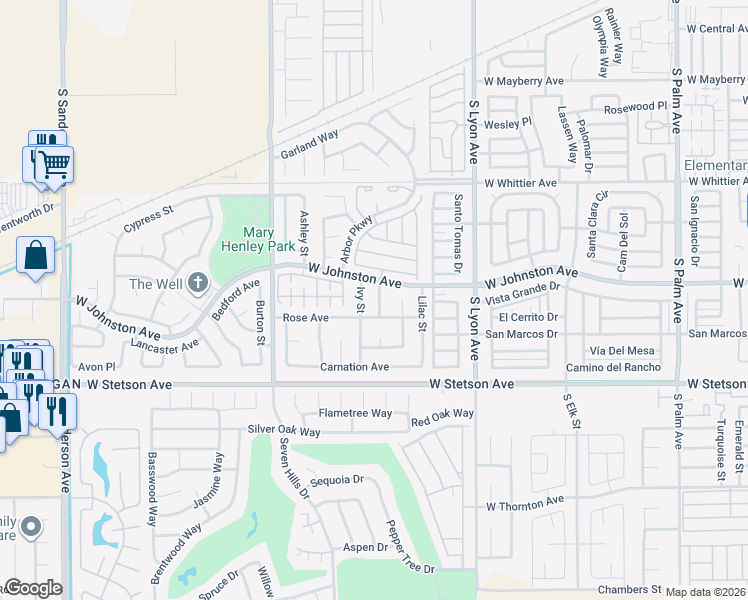 map of restaurants, bars, coffee shops, grocery stores, and more near 961 Aster Street in Hemet