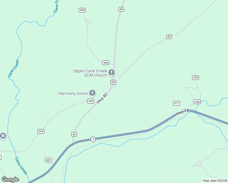 map of restaurants, bars, coffee shops, grocery stores, and more near 10 County Road 82 in Fruithurst