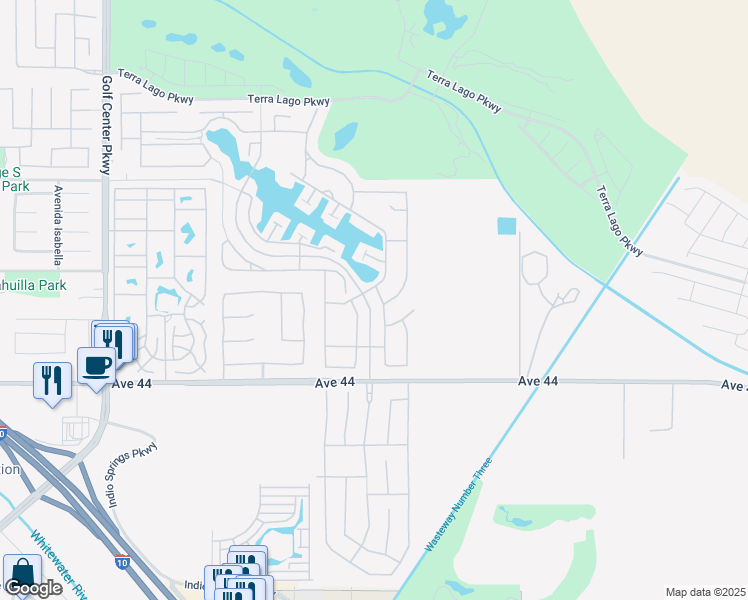 map of restaurants, bars, coffee shops, grocery stores, and more near 43597 Spiaggia Place in Indio