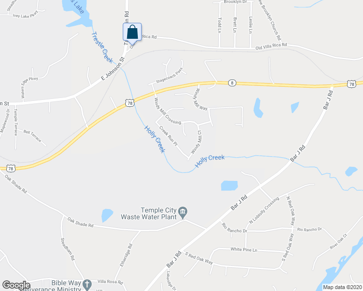 map of restaurants, bars, coffee shops, grocery stores, and more near 915 Creek Run Place in Temple