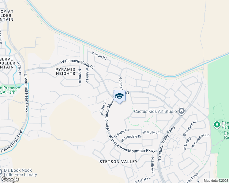 map of restaurants, bars, coffee shops, grocery stores, and more near 5641 West Straight Arrow Lane in Phoenix