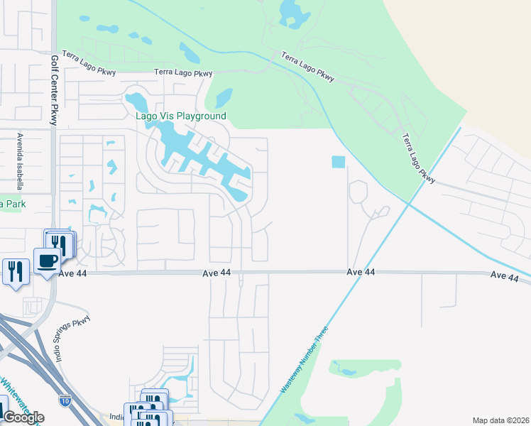 map of restaurants, bars, coffee shops, grocery stores, and more near 43598 Sentiero Drive in Indio