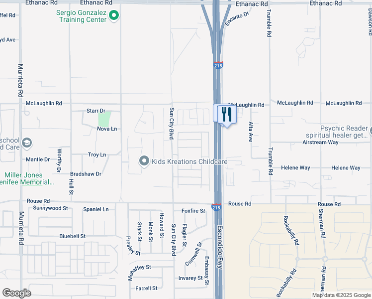 map of restaurants, bars, coffee shops, grocery stores, and more near 27821 Invitation Drive in Menifee