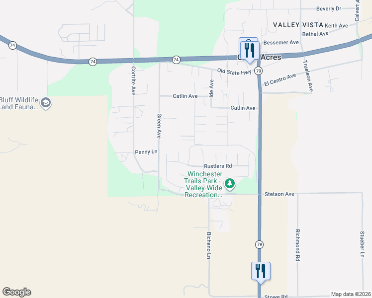 map of restaurants, bars, coffee shops, grocery stores, and more near 26757 Franklin Avenue in Winchester