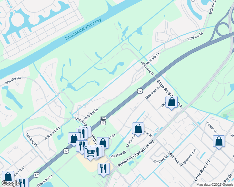map of restaurants, bars, coffee shops, grocery stores, and more near 4683 Magnolia Street in Myrtle Beach