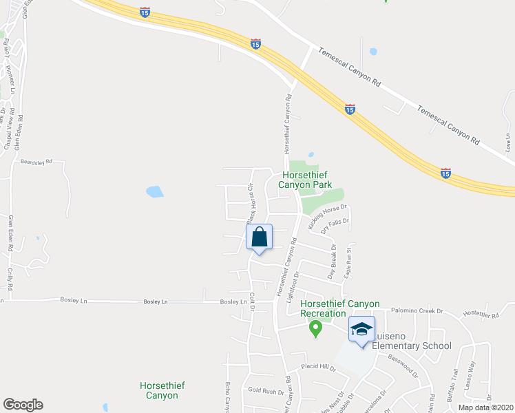 map of restaurants, bars, coffee shops, grocery stores, and more near 26630 Black Horse Circle in Corona